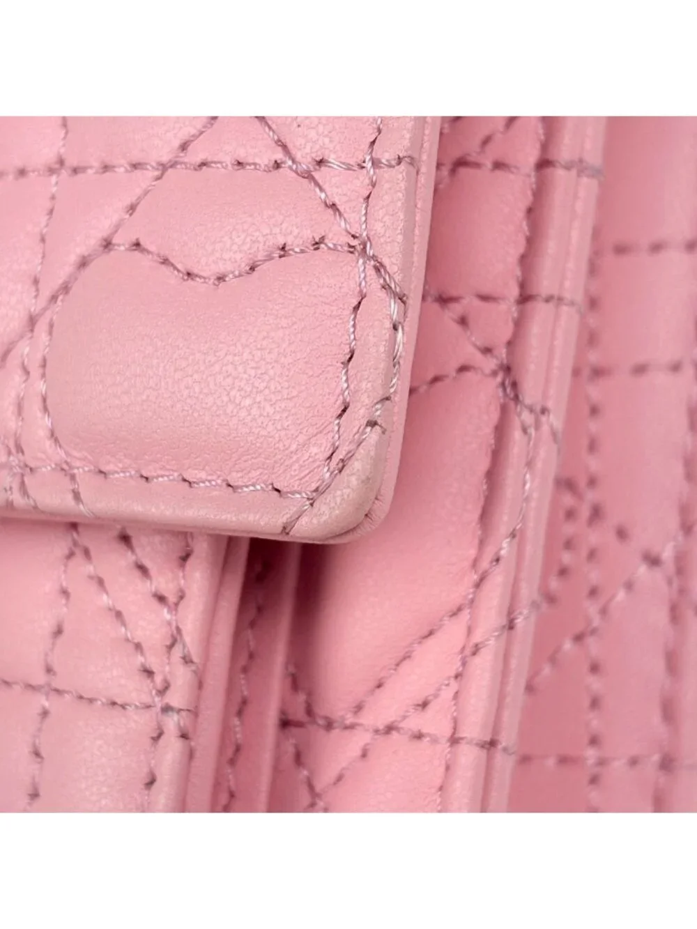 Dior My Daily Chain Wallet Heart Cannage Leather Pink Shoulder Bag
